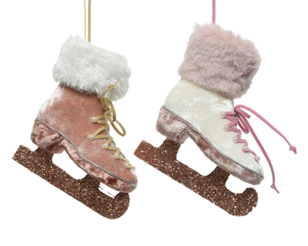Christmas Pink and White Ice-skate with hanger 2 Assorted